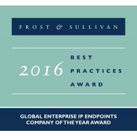 潮流網絡斬獲Frost & Sullivan“2016全球企業級IP終端市場年度獎”